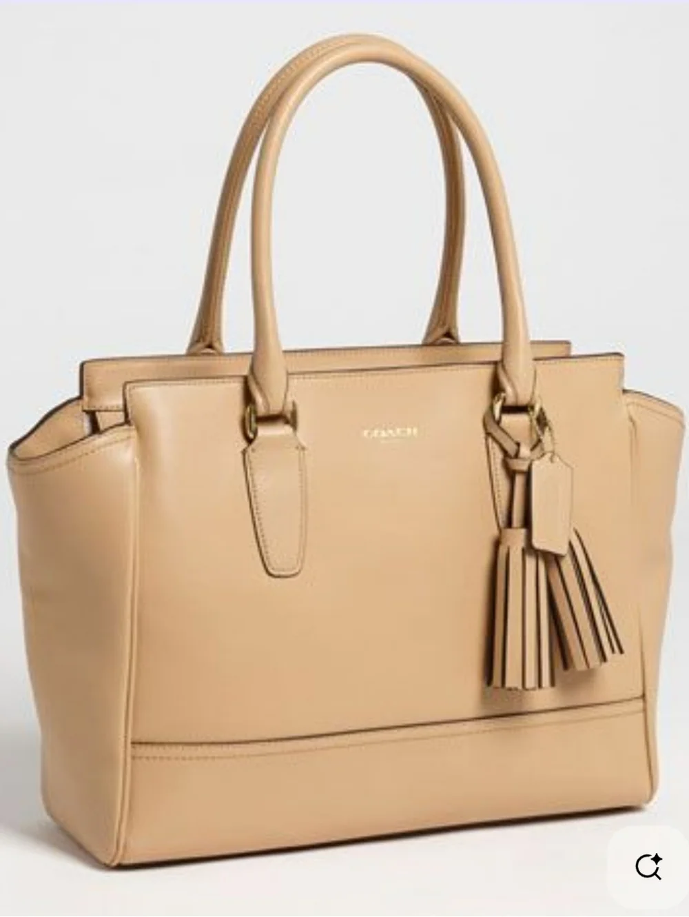 Coach Tan Leather Tote with Tassel Charm